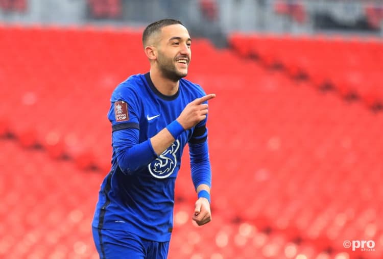 Hakim Ziyech celebrates his FA Cup semi-final winning goal