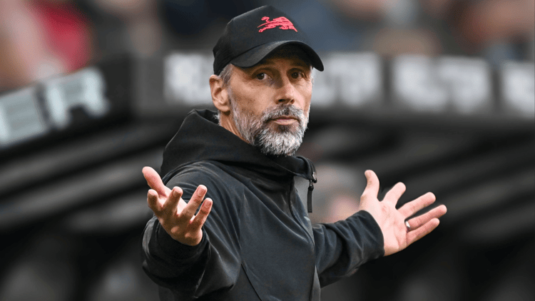 Marco Rose tijdens zijn laatste duel als trainer van RB Leipzig.