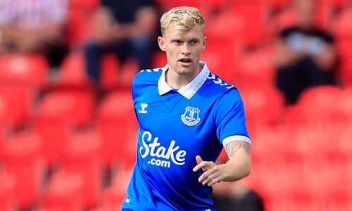 Jarrad Branthwaite of Everton in preseason action against Stoke, 2023/24