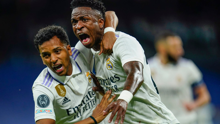 Rodrygo and Vini Junior celebrate a Real Madrid goal