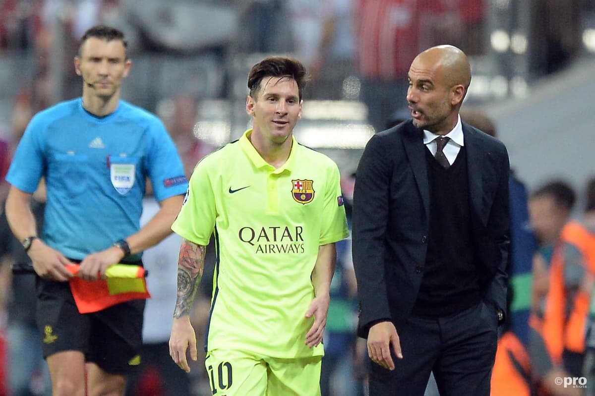 Lionel Messi and Pep Guardiola