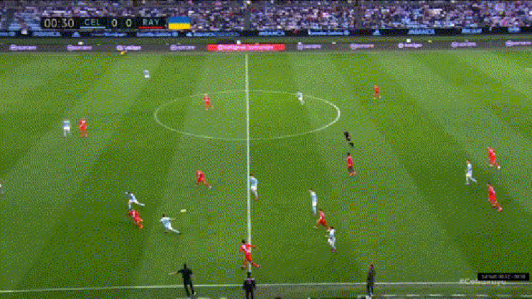 Gabri Veiga driving into space with the ball