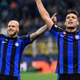 Inter's Federico Dimarco and Lautaro Martinez