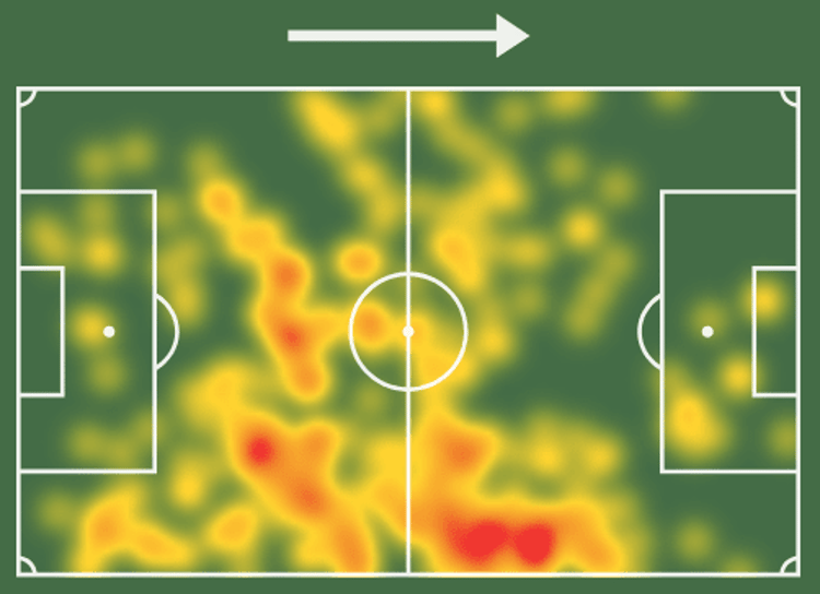 Joao Neves’ heatmap from the 2023/24 Primeira Liga season so far