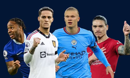 Raheem Sterling, Antony, Erling Haaland, Darwin Nunez