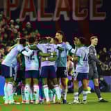 Arsenal celebrate scoring against Crystal Palace in the Premier League