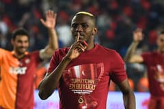 Victor Osimhen celebrates winning the Turkish Cup with Galatasaray