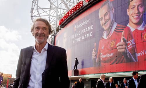Sir Jim Ratcliffe outside Old Trafford.