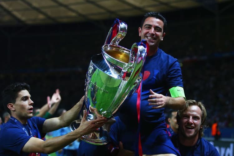 Xavi with the Champions League trophy