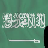A silhouette of Antonio Mateu Lahoz with the Saudi Arabian flag