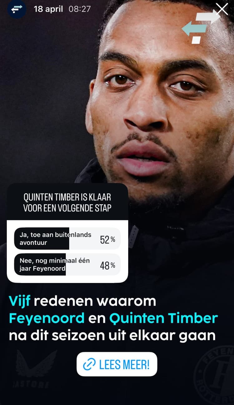 De uitkomst op de stories van FootballTransfers.