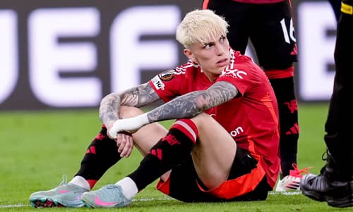 Alejandro Garnacho reacts after Man Utd's Europa League final loss to Tottenham Hotspur