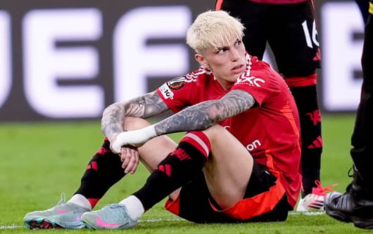 Alejandro Garnacho reacts after Man Utd's Europa League final loss to Tottenham Hotspur