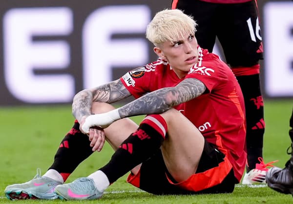 Alejandro Garnacho reacts after Man Utd's Europa League final loss to Tottenham Hotspur