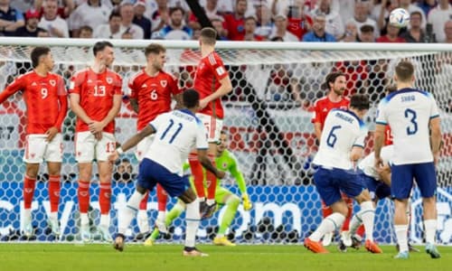 Marcus Rashford's free-kick against Wales.