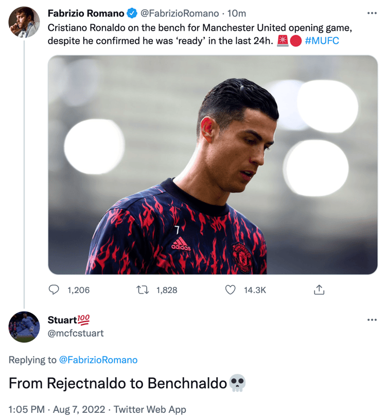 From Rejectnaldo to Benchnaldo