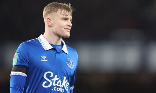 Jarrad Branthwaite in Premier League action for Everton, 2023/24