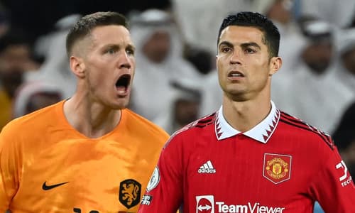 Wout Weghorst and Cristiano Ronaldo