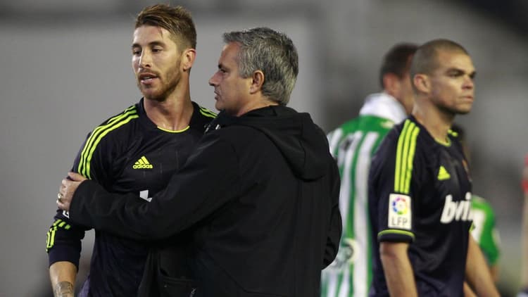 Jose Mourinho with Sergio Ramos, Real Madrid
