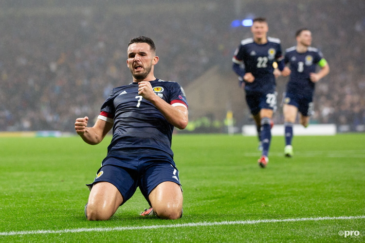 McGinn celebrates scoring for Scotland against Israel