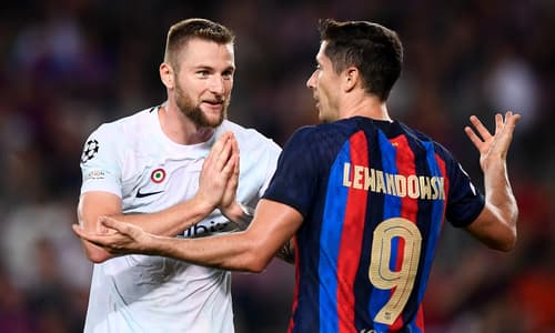Milan Skriniar, Inter, Robert Lewandowski Barcelona, 2022/23