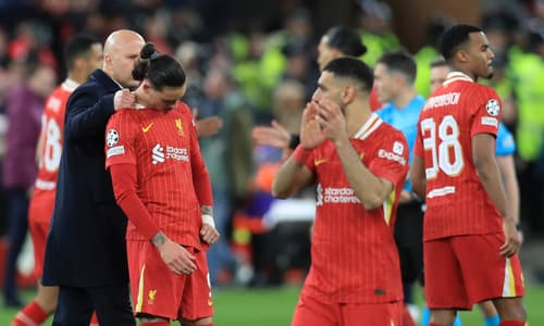 Darwin Nunez disappointed after missing a penalty as Liverpool knocked out of 2024/25 Champions League to PSG