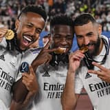 Eder Militao, Vini Jr, Karim Benzema, Real Madrid, 2022/23