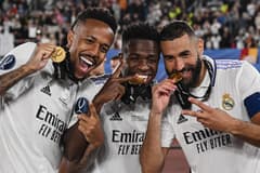 Eder Militao, Vini Jr, Karim Benzema, Real Madrid, 2022/23