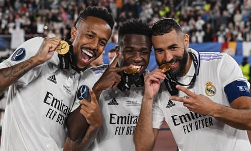 Eder Militao, Vini Jr, Karim Benzema, Real Madrid, 2022/23