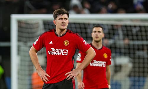 Harry Maguire reacts after Man Utd lose to FC Copenhagen in the Champions League