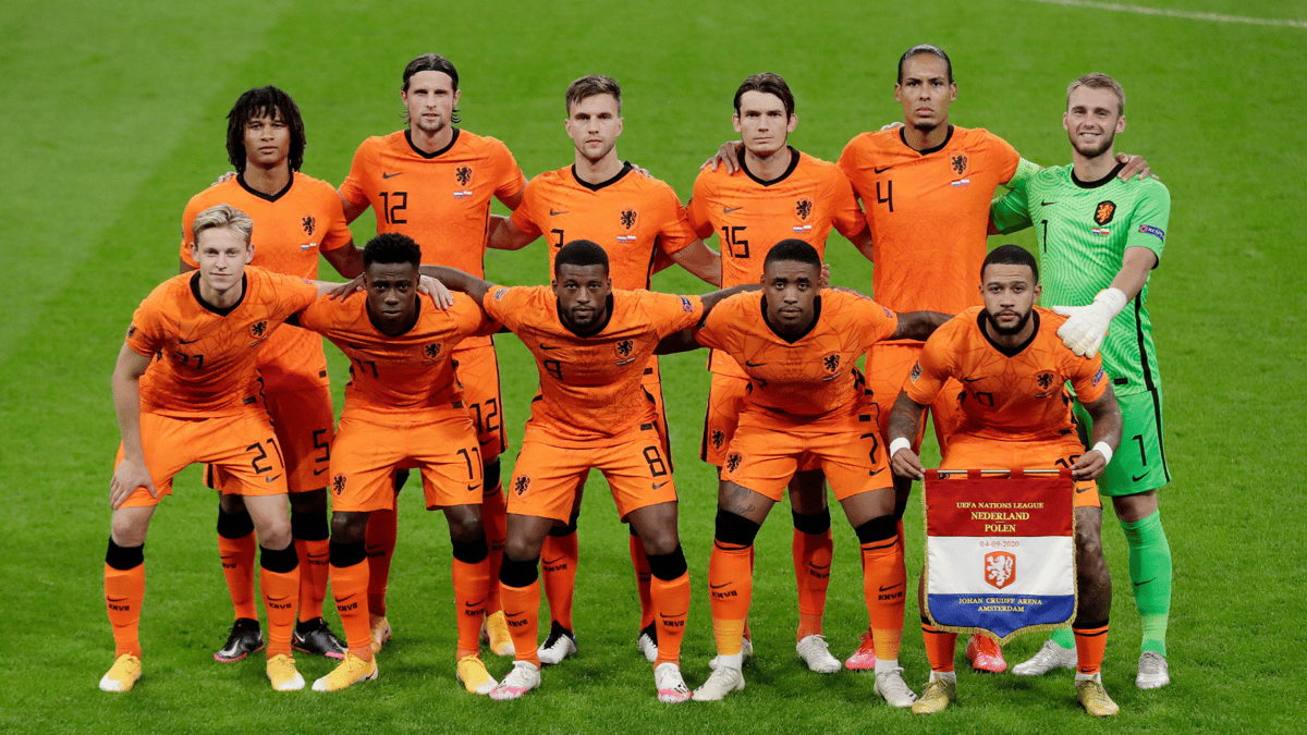 Georginio Wijnaldum, Marten de Roon, Frenkie de Jong, Jasper Cillessen, Hans Hateboer, Nederlands elftal, Team photo