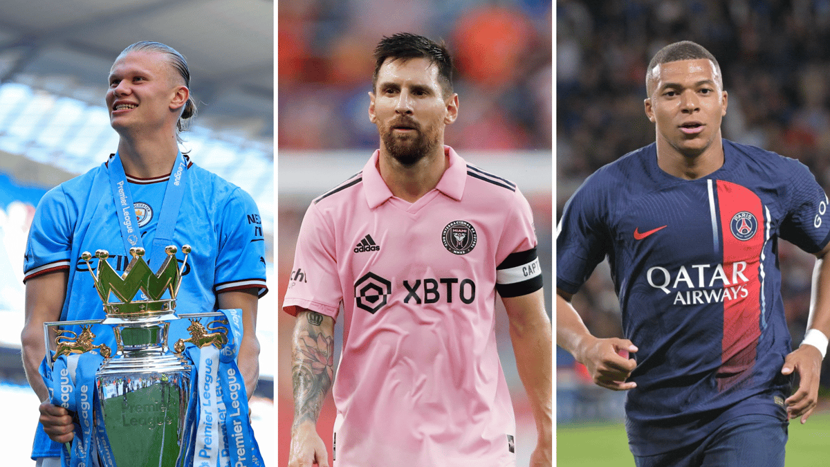 Erling Haaland, Lionel Messi, Kylian Mbappe