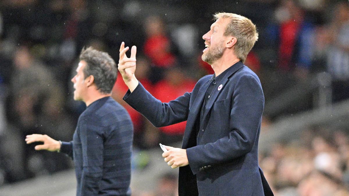 New Chelsea manager Graham Potter in on the Brighton touchline.