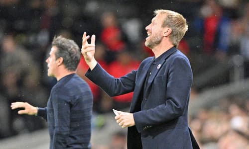 New Chelsea manager Graham Potter in on the Brighton touchline.