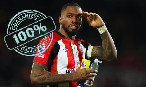 Ivan Toney celebrates after Brentford v Nottingham Forest, 2023/24