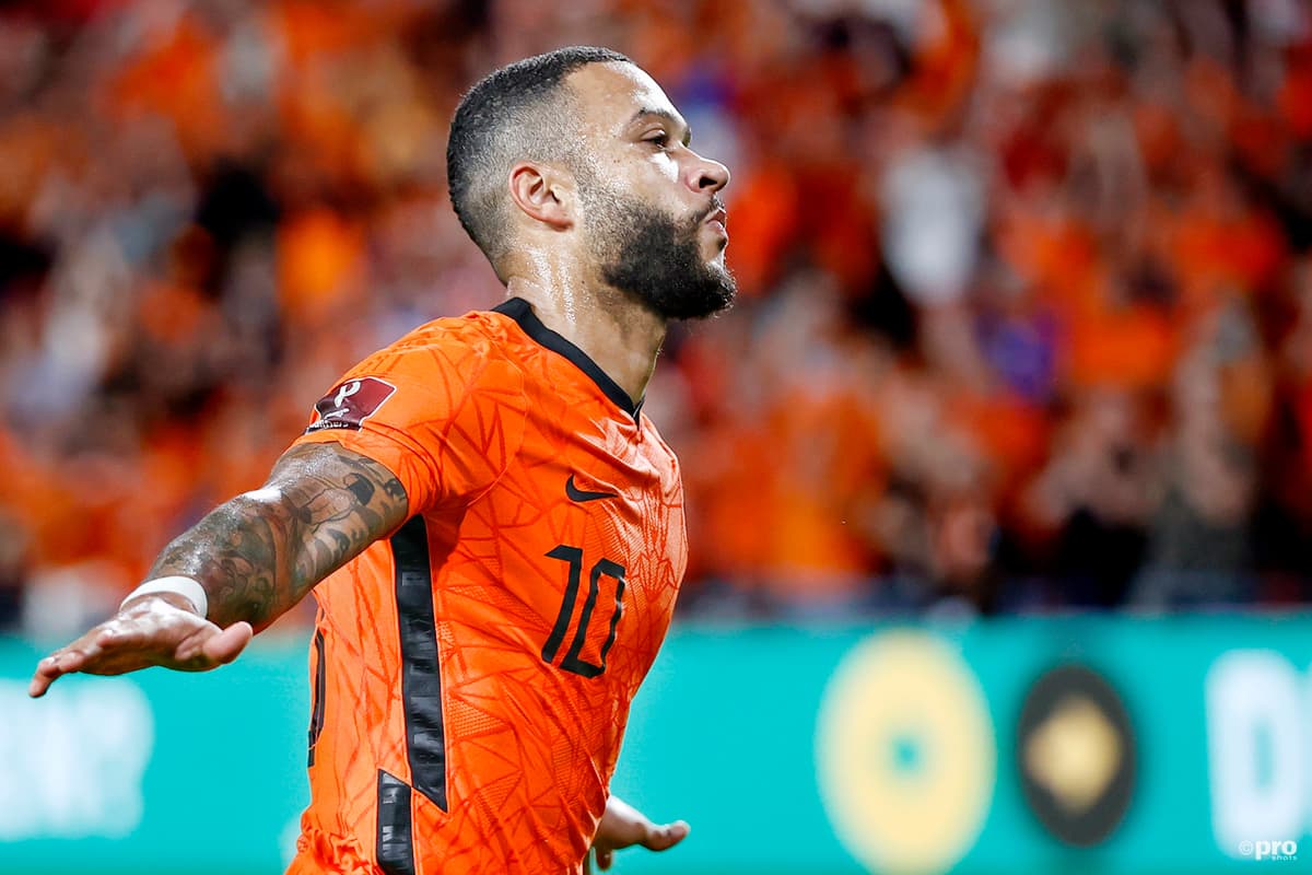 Memphis Depay celebrates in Netherlands' 4-0 World Cup qualifying win over Montenegro
