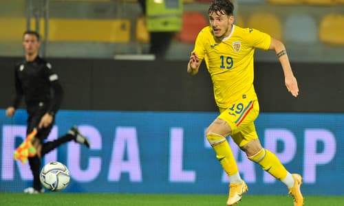 Ianis Stoica playing for Romania U21s