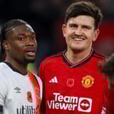 Harry Maguire playing for Man Utd against Luton in the Premier League