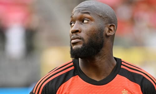 Romelu Lukaku lining up before a match for Belgium
