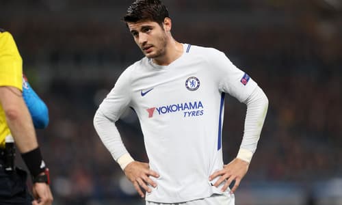 Alvaro Morata playing for Chelsea against Roma in 2017/18
