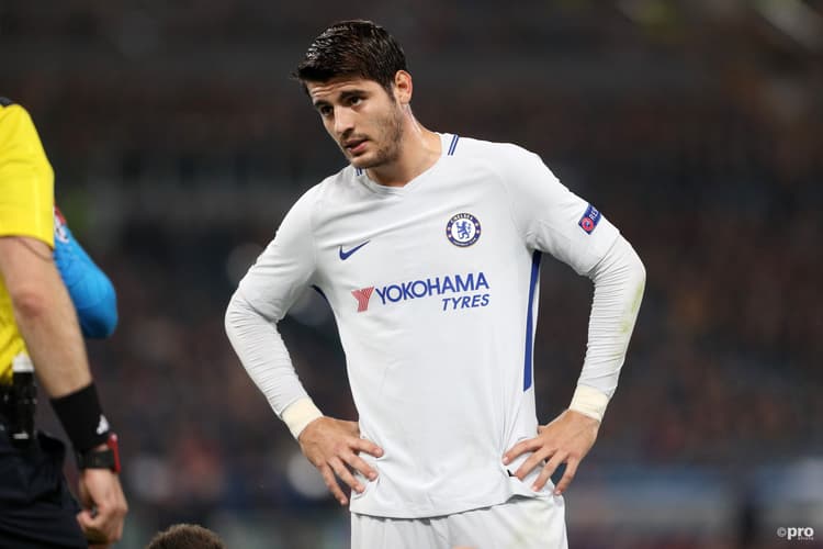 Alvaro Morata playing for Chelsea against Roma in 2017/18