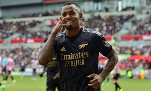 Gabriel Jesus after scoring for Arsenal against Brentford