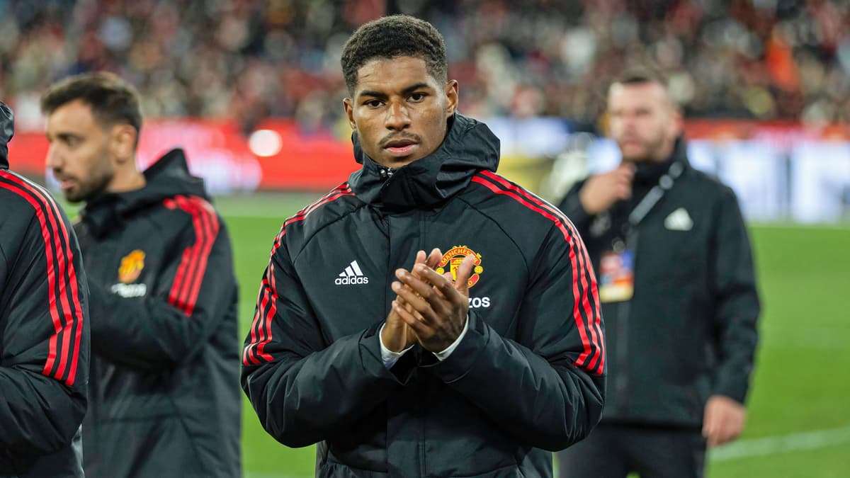 Marcus Rashford in action for Manchester United.