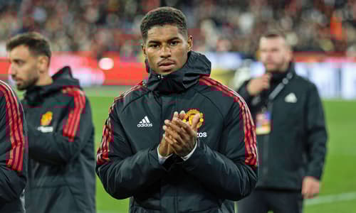 Marcus Rashford in action for Manchester United.