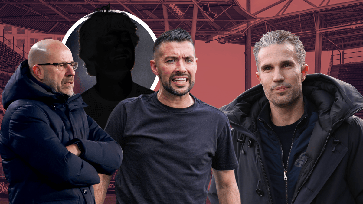 Francesco Farioli, Peter Bosz, Robin van Persie, Paxten Aaronson