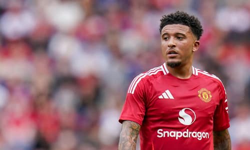 Jadon Sancho playing for Man Utd in a pre-season friendly against Rangers, 2024/25