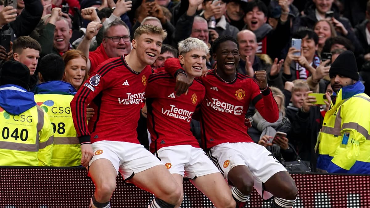 Rasmus Hojlund, Alejandro Garnacho, Kobbie Mainoo, Man Utd, 2023/24