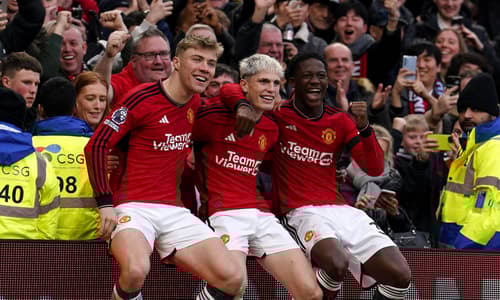 Rasmus Hojlund, Alejandro Garnacho, Kobbie Mainoo, Man Utd, 2023/24