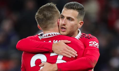 Man Utd full-backs Luke Shaw and Diogo Dalot.