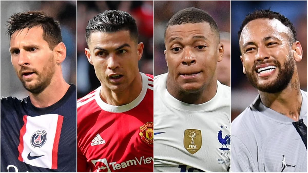 Lionel Messi, Cristiano Ronaldo, Kylian Mbappé, Neymar